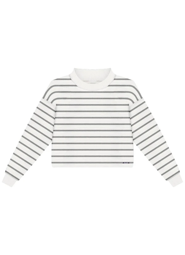 Alakazoo - Blusa Malha Sarja Listrada Cinza