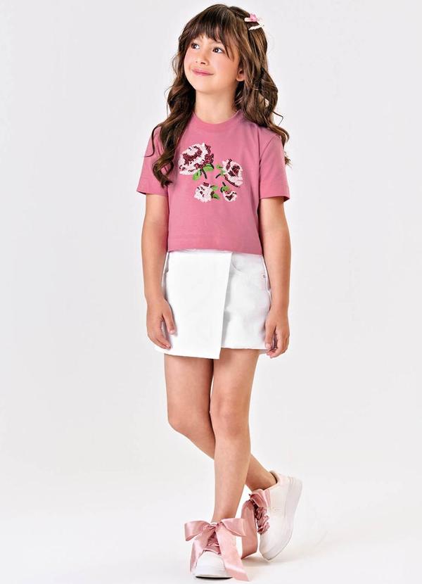 Trick Nick - Blusa Manga Curta Aplique Lantejoulas Rosa 3