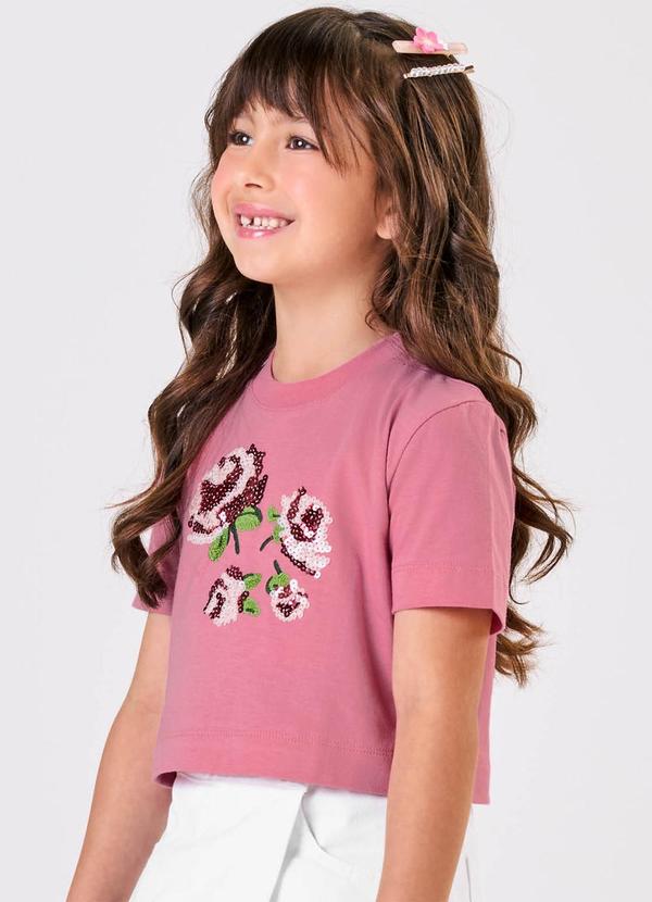 Trick Nick - Blusa Manga Curta Aplique Lantejoulas Rosa 4