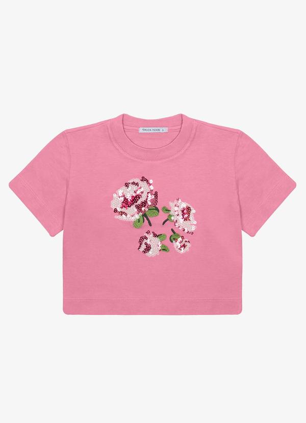 Trick Nick - Blusa Manga Curta Aplique Lantejoulas Rosa 5