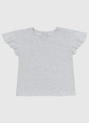 Malwee Kids - Blusa Manga Curta Babado em Ribana Algodão Cinza - MALWEE KIDS