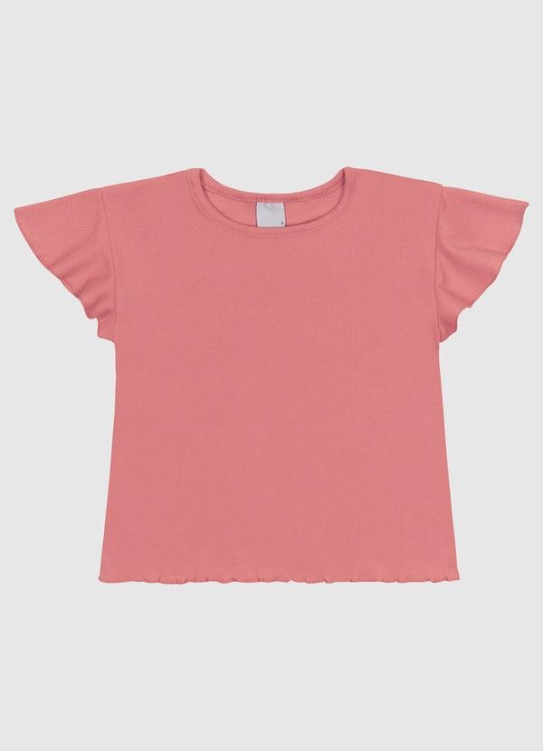Malwee Kids - Blusa Manga Curta Babado em Ribana Algodão Rosa 1