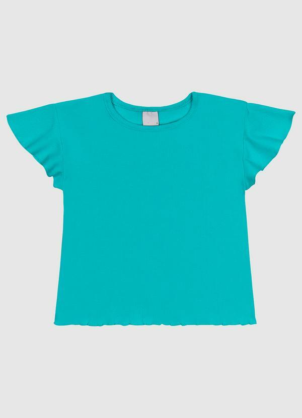 Malwee Kids - Blusa Manga Curta Babado em Ribana Algodão Verde