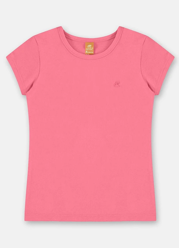 Up Baby - Blusa Manga Curta Básica em Cotton Rosa