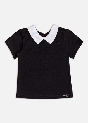 Momi - Blusa Manga Curta com Gola Preto - MOMI