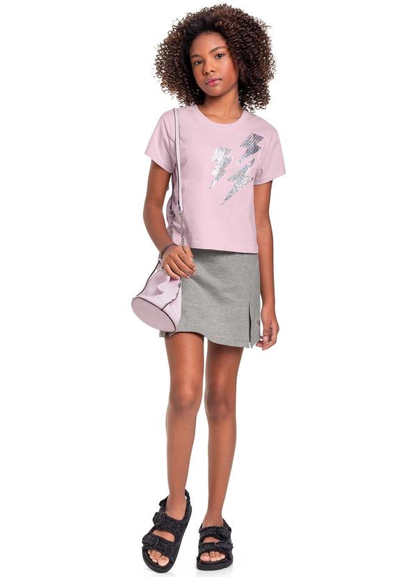 Gloss - Blusa Manga Curta em Meia Malha Juvenil Rosa 2