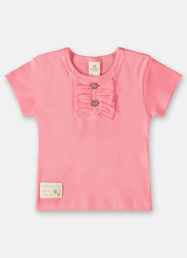 Up Baby - Blusa Manga Curta em Ribana Rosa