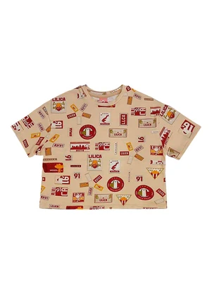 Lilica Ripilica - Blusa Manga Curta Estampada Bege - LILICA RIPILICA