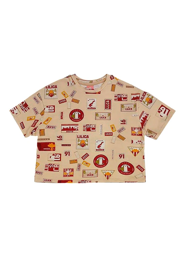 Lilica Ripilica - Blusa Manga Curta Estampada Bege