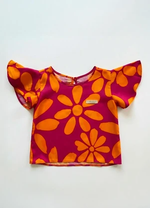 Blusa Manga Curta Estampada Marisol (Laranja) - MARISOL