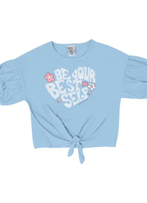 Pulla Bulla - Blusa Manga Curta Menina Azul - PULLA BULLA