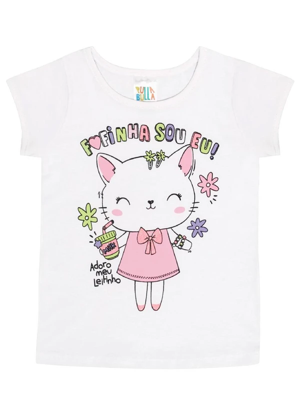 Pulla Bulla - Blusa Manga Curta Menina Branco