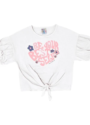 Pulla Bulla - Blusa Manga Curta Menina Branco - PULLA BULLA