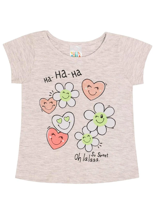 Pulla Bulla - Blusa Manga Curta Menina Cinza