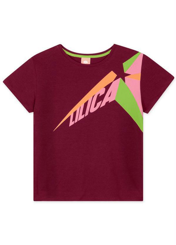 Lilica Ripilica - Blusa Manga Curta Menina Infantil Bordô