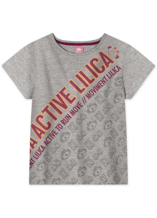 Lilica Ripilica - Blusa Manga Curta Menina Infantil Cinza 3