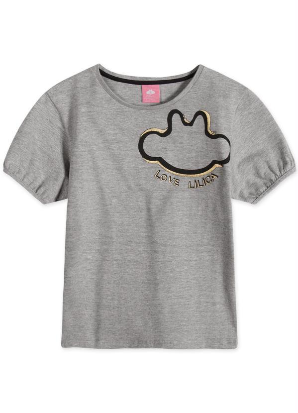 Lilica Ripilica - Blusa Manga Curta Menina Infantil Cinza