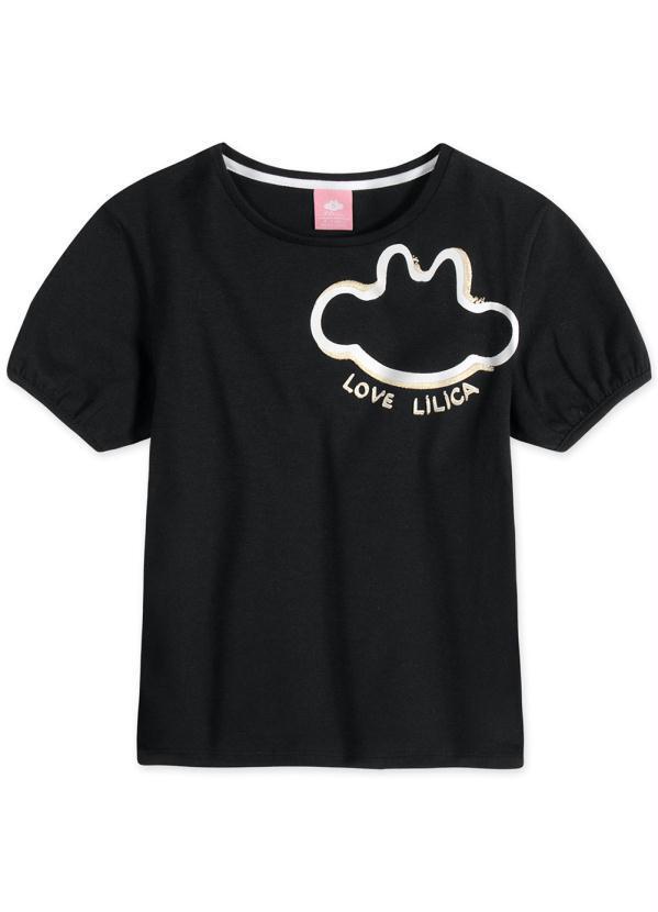 Lilica Ripilica - Blusa Manga Curta Menina Infantil Preto