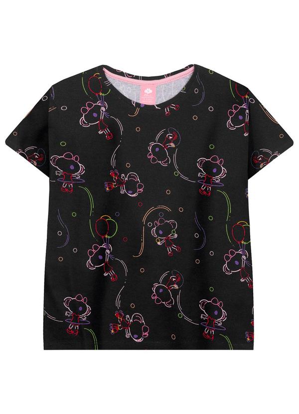 Lilica Ripilica - Blusa Manga Curta Menina Infantil Preto