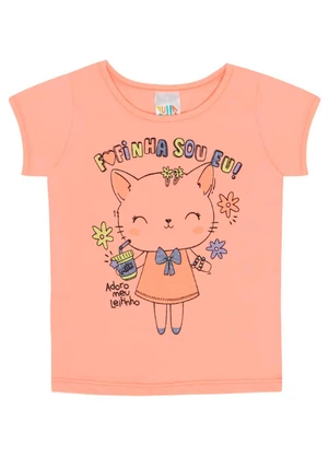 Pulla Bulla - Blusa Manga Curta Menina Laranja - PULLA BULLA