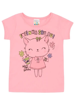 Pulla Bulla - Blusa Manga Curta Menina Rosa - PULLA BULLA