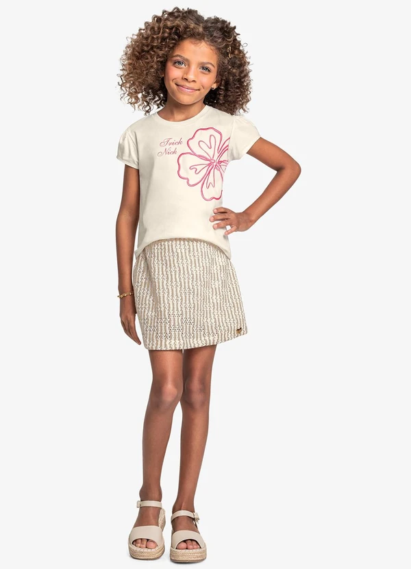 Trick Nick - Blusa Manga Curta Feminina Bege 3