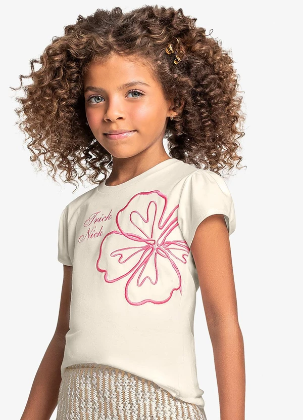 Trick Nick - Blusa Manga Curta Feminina Bege 4