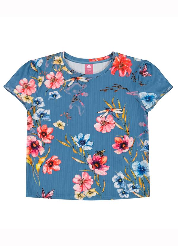 Lilica Ripilica - Blusa Manga Curta Florida Azul