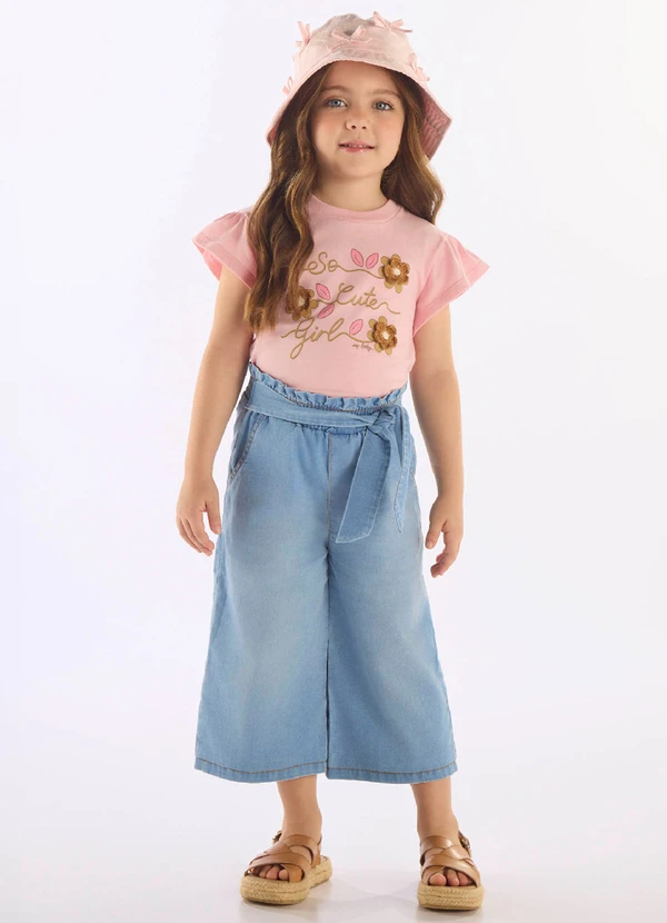 Up Baby - Blusa Manga Curta Infantil Algodão Rosa 2