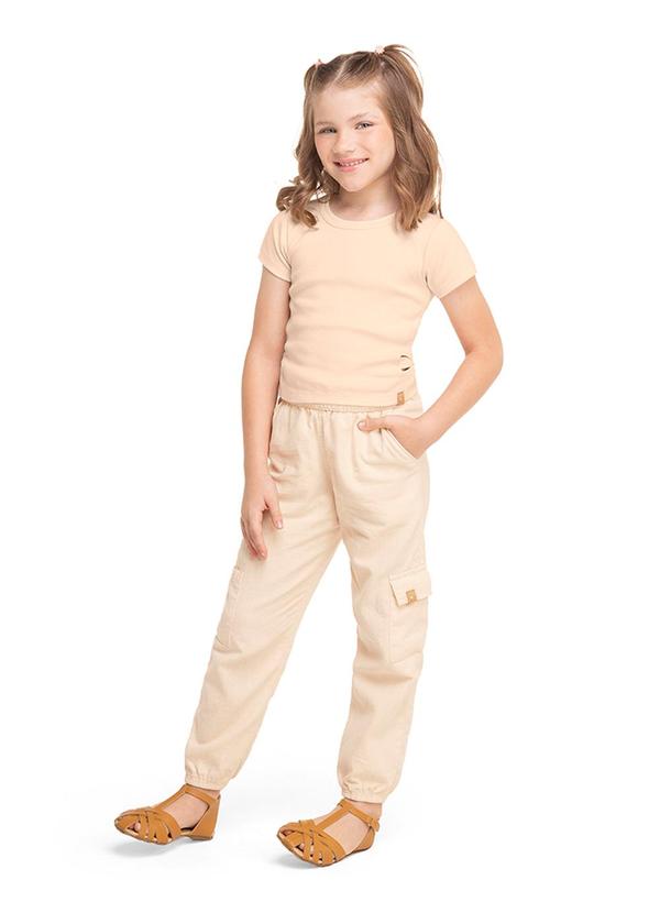 Marisol - Blusa Manga Curta Infantil Feminina  Bege