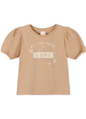 Blusa Manga Curta Infantil Feminina Marisol (Bege) - MARISOL