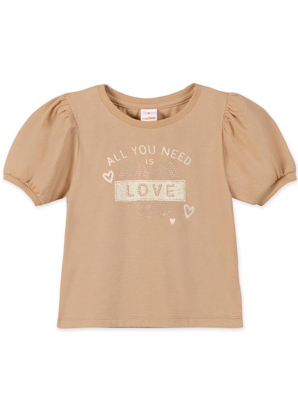 Marisol - Blusa Manga Curta Infantil Feminina Marisol Bege