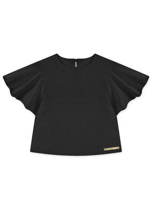 Lilica Ripilica - Blusa Manga Curta Infantil Feminina Preto - LILICA RIPILICA