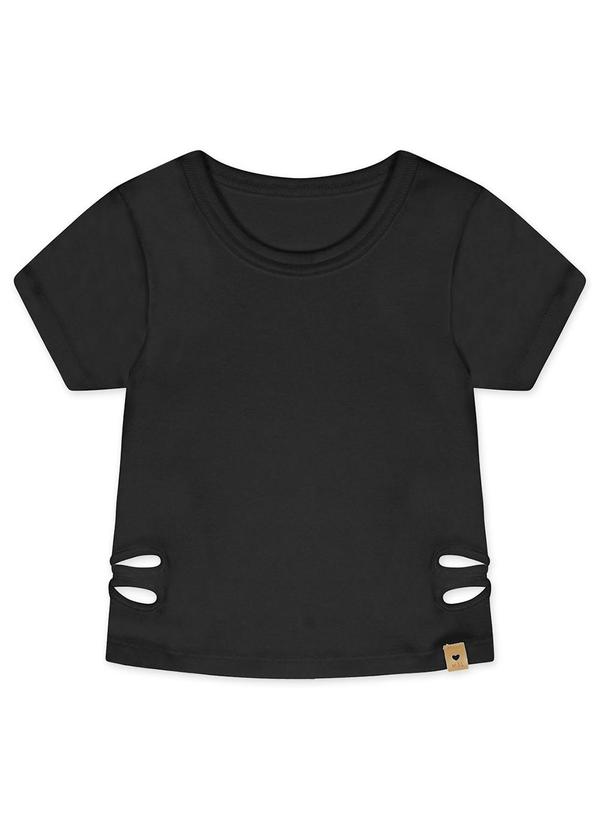 Marisol - Blusa Manga Curta Infantil Feminina Preto