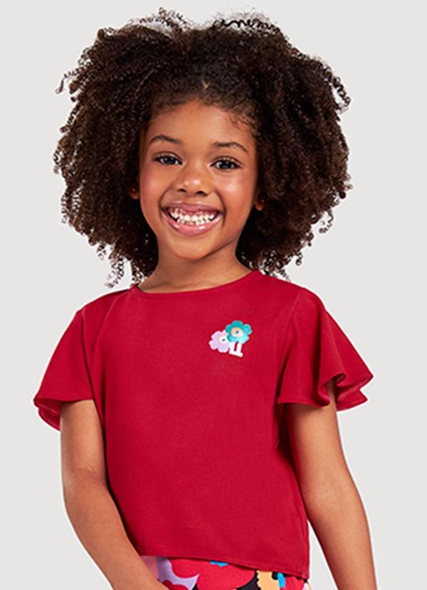 Lilica Ripilica - Blusa Manga Curta Infantil Menina Vermelho