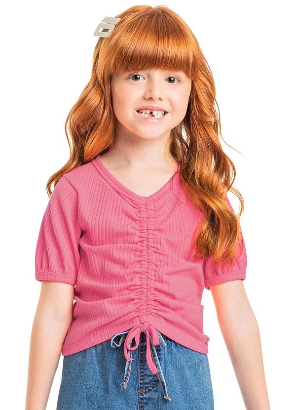 Quimby - Blusa Manga Curta Infantil Menina Rosa
