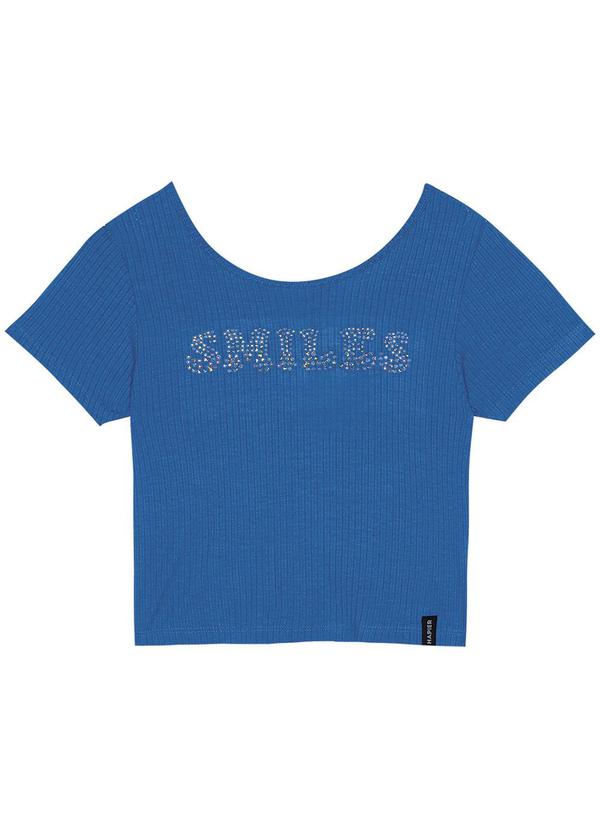 Hapier - Blusa Manga Curta Juvenil Feminina Azul