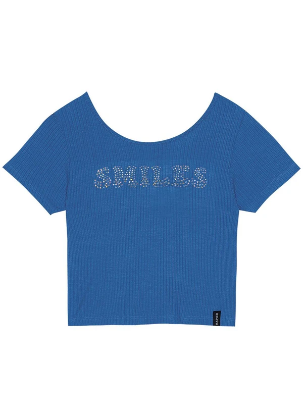 Hapier - Blusa Manga Curta Juvenil Feminina Azul