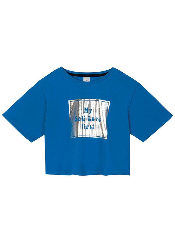 Hapier - Blusa Manga Curta Juvenil Feminina Azul