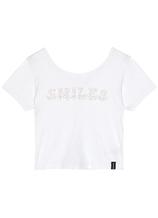 Hapier - Blusa Manga Curta Juvenil Feminina Branco