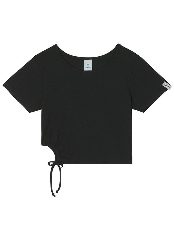 Hapier - Blusa Manga Curta Juvenil Feminina Preto