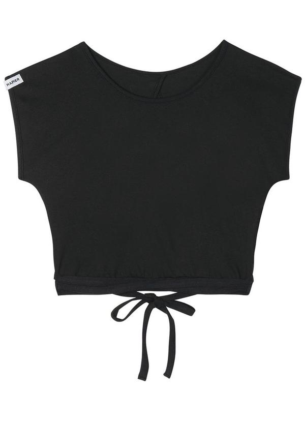 Hapier - Blusa Manga Curta Juvenil Feminina Preto