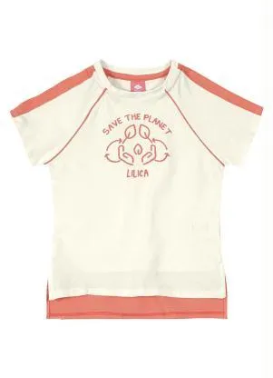 Lilica Ripilica - Blusa Manga Curta Malha Menina Bege - LILICA RIPILICA
