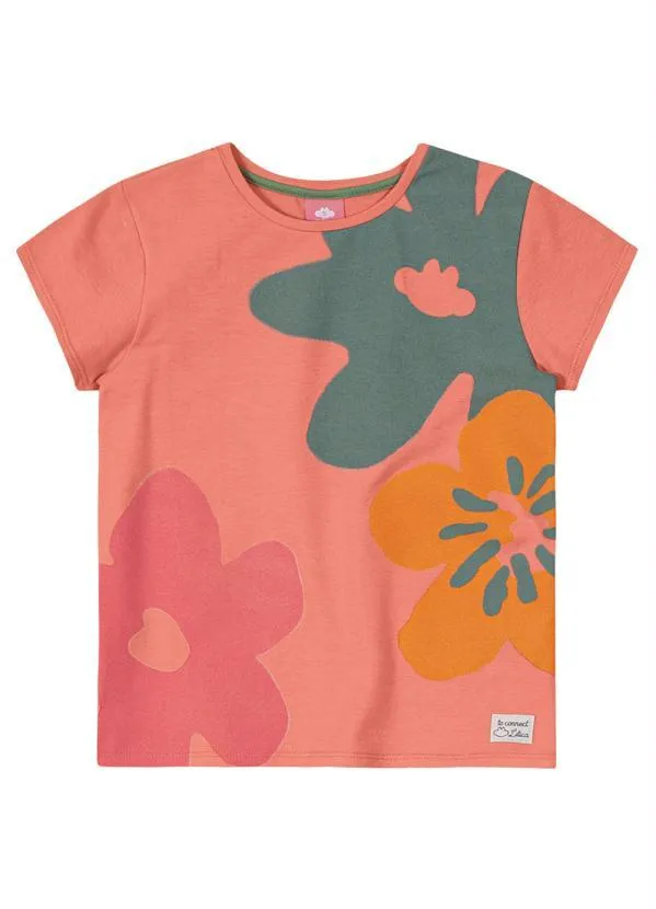 Lilica Ripilica - Blusa Manga Curta Malha Menina Laranja