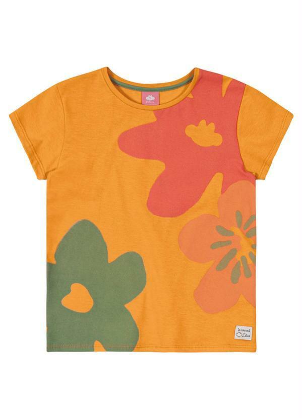 Lilica Ripilica - Blusa Manga Curta Malha Menina Laranja
