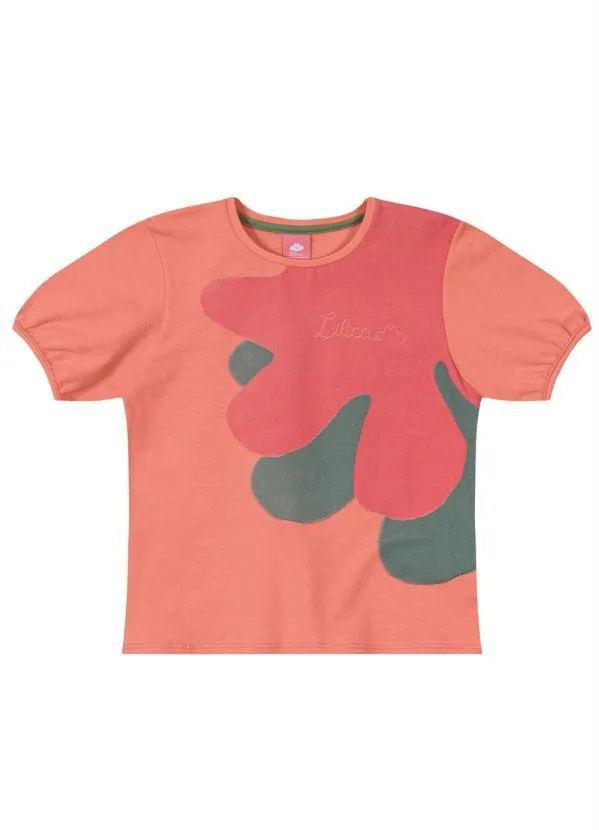 Lilica Ripilica - Blusa Manga Curta Malha Menina Laranja