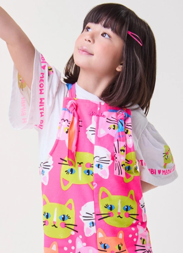 Bimbi - Blusa Manga Evasê Estampada Off White
