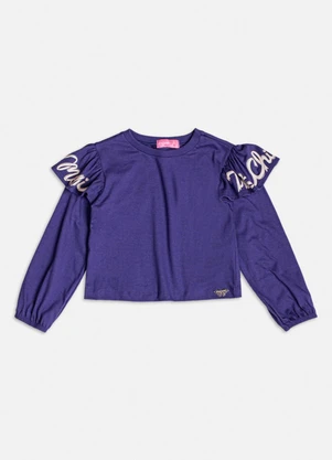 Momi - Blusa Manga Longa com Babado Estampado Marinho - MOMI