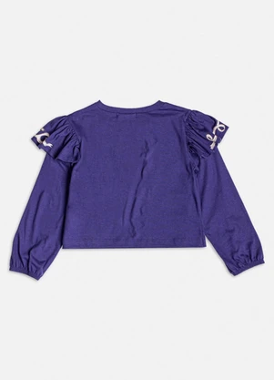 Momi - Blusa Manga Longa com Babado Estampado Marinho - MOMI
