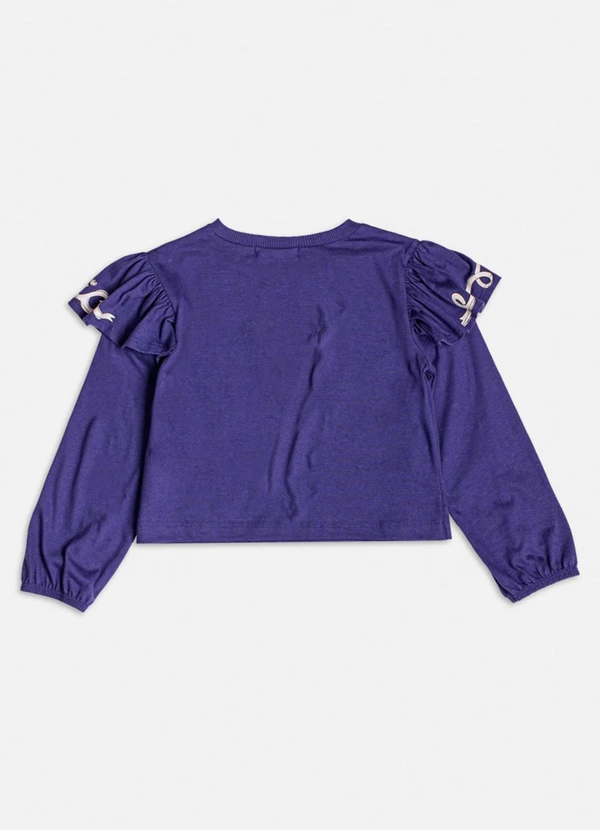 Momi - Blusa Manga Longa com Babado Estampado Marinho 2